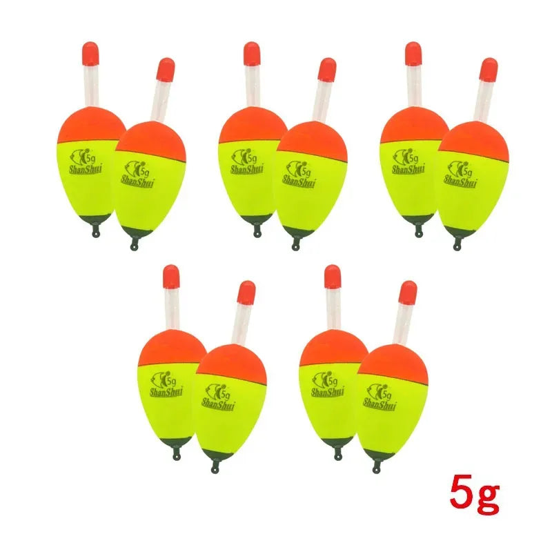 2/10pcs EVA Luminous Fishing Night Float Light Stick Foam Plastic Bobber Sea Rock Fishing Striking Floats Fishing Accessories