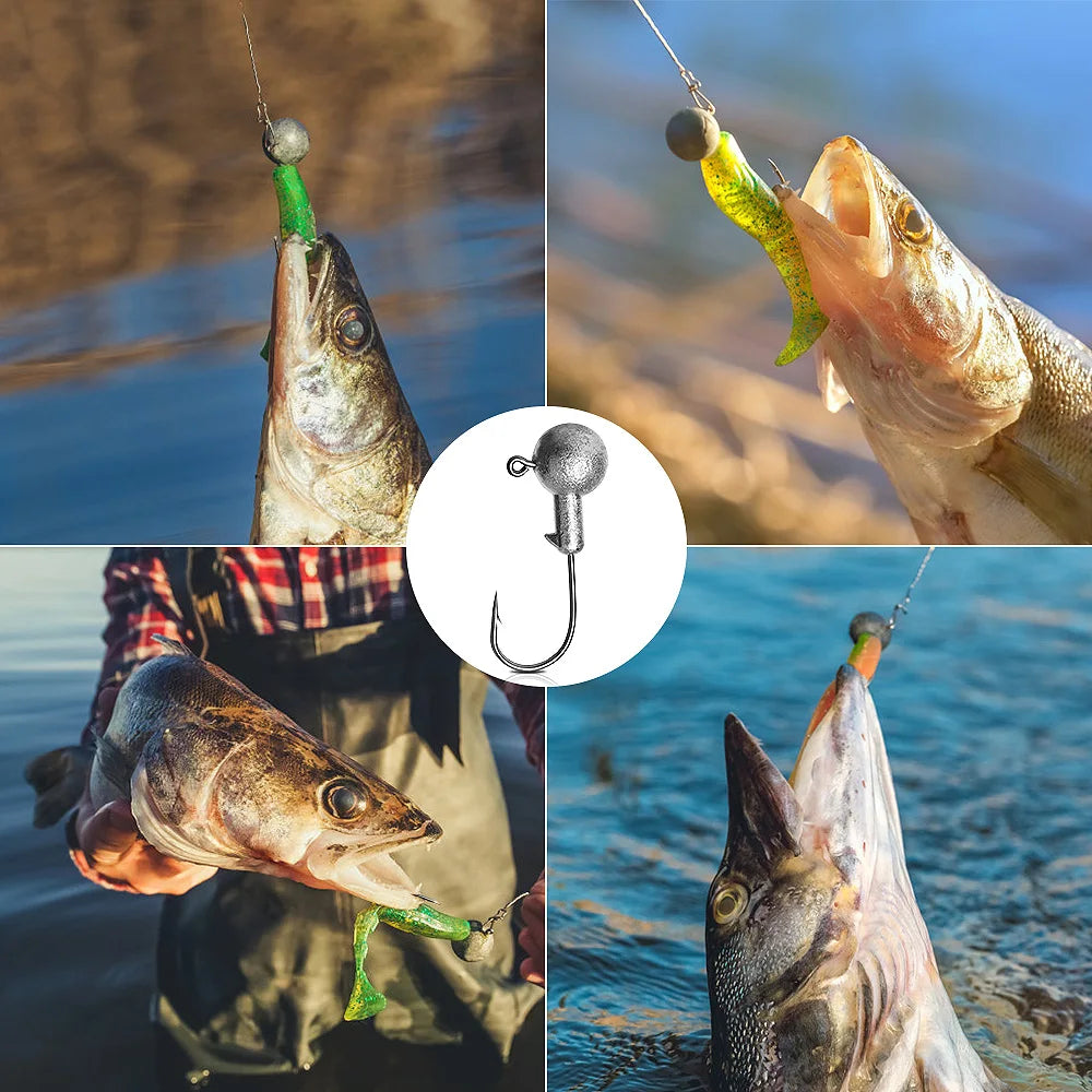Lurestiker fishing jigging head hooks for soft worm baits, crankbait fishing sharp hooks for Bass Pike Trout Accessories