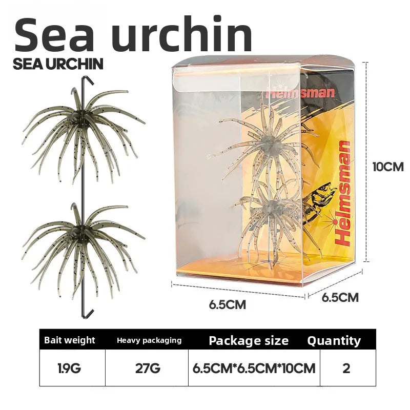 1-2PCS 5cm1.9gLure Floating Sea Urchin Soft Bait Bionic Soft WormTPELure Bait for Sea Fishing, Black Pit Wild Fishing, Water Bla