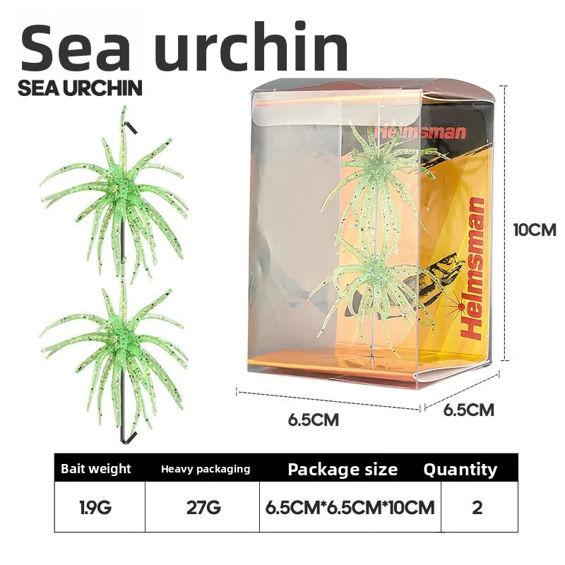1-2PCS 5cm1.9gLure Floating Sea Urchin Soft Bait Bionic Soft WormTPELure Bait for Sea Fishing, Black Pit Wild Fishing, Water Bla