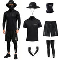 Summer Men Fishing Suit 4pcs Set Ice Silk Breathable Short Sleeve Fishing T Shirt Quick Drying Sun Protection Lure Clothing 6pcs